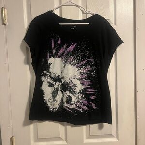 Hanes Black and Purple Floral Women's Tee
